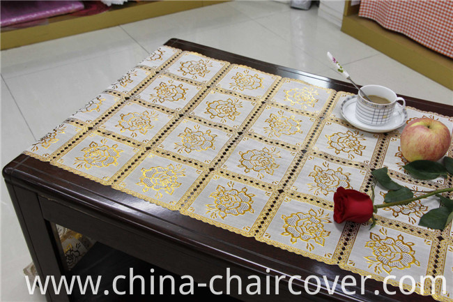 Popular Design Gold/Silver PVC Long Lace Table Runner